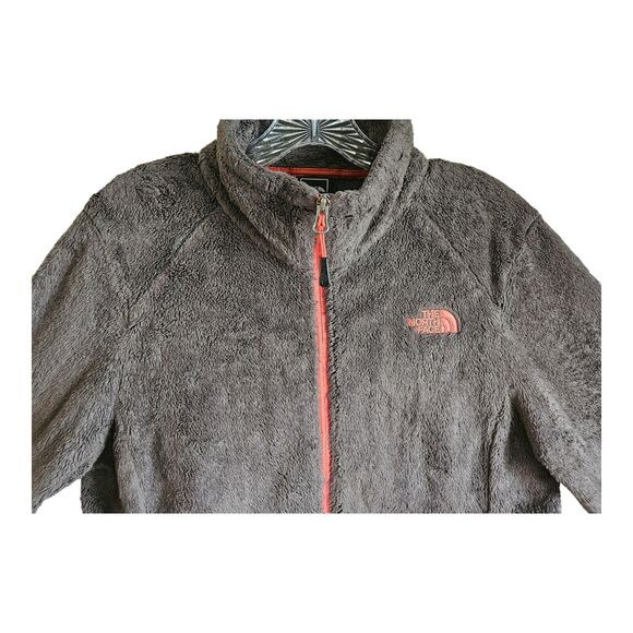 THE NORTH FACE Women's L Jacket Full Zip Olive Green Orange Fuzzy Zip Pockets 40 - Picture 2 of 10